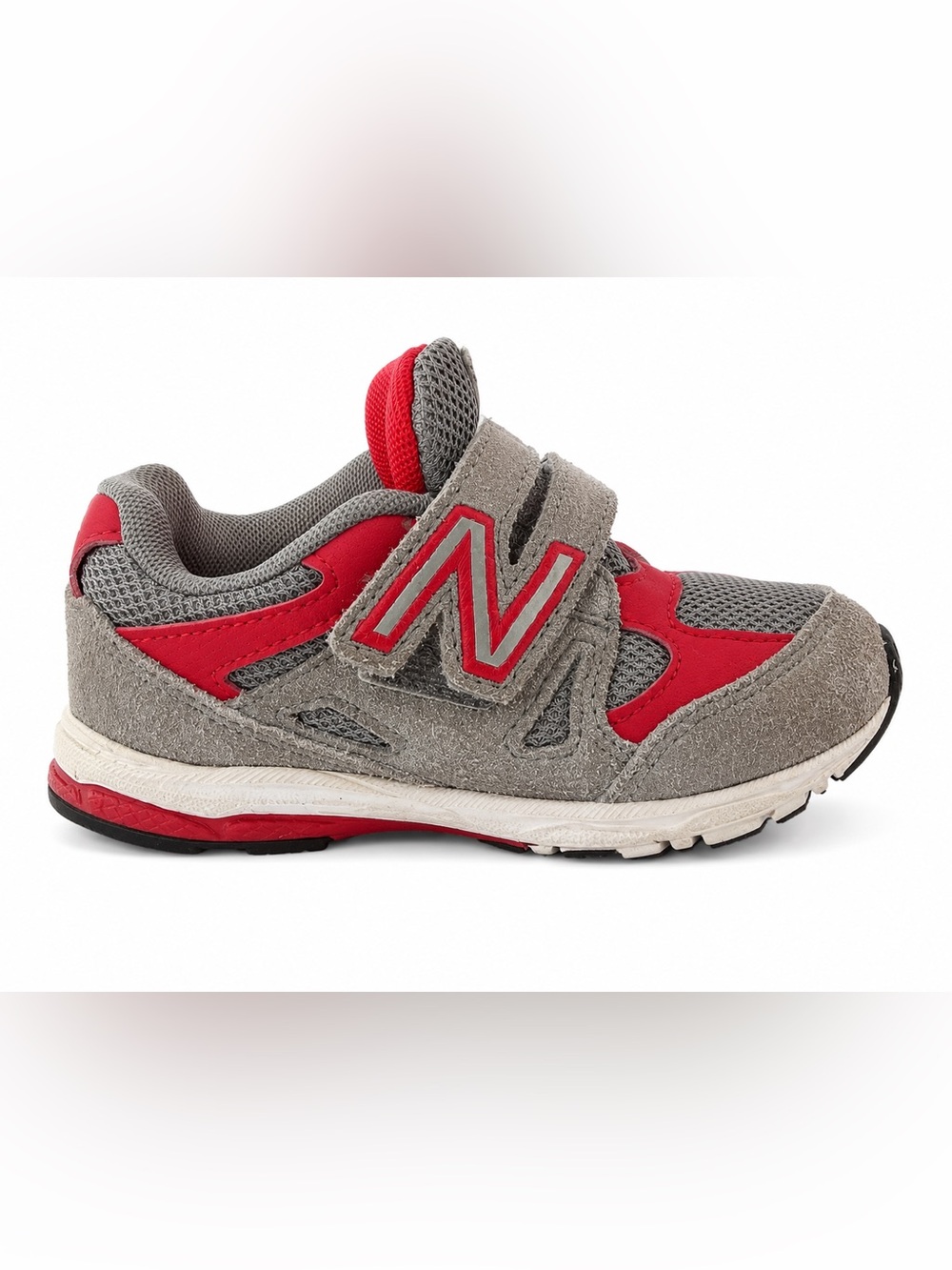 New Balance 888 Toddler Shoes Size 6.5 Gray Red Hook & Loop Sneakers KV888GRI